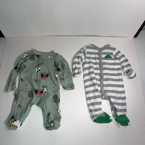 Carter's Green and Gray Animal Print Footies